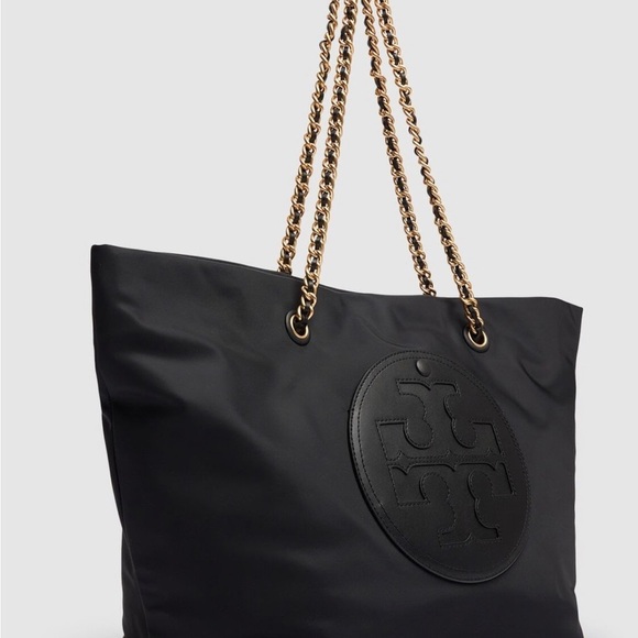 Tory Burch Ella Chain Black Nylon Tote Bag - Picture 3 of 13